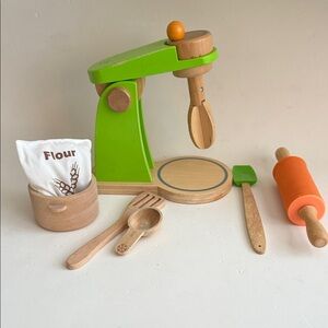 Wooden Toy Kitchen Baking set with mixer and utensils